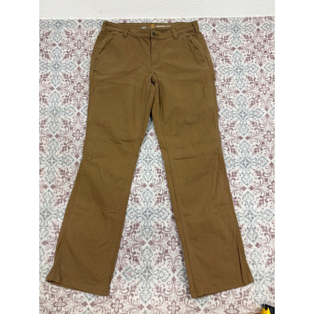 Carhartt Original Fit Canvas Work Pants Brown Womens 12 Tall 102080 257